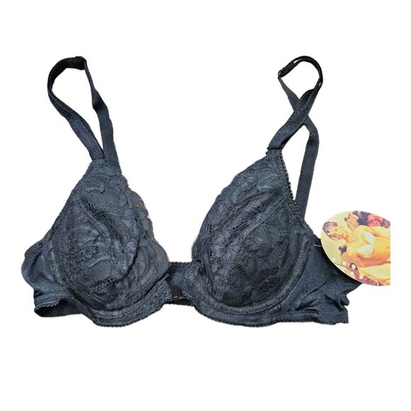 Angelica Black Lace Padded Underwire Bra 34A NEW TAGS - Picture 2 of 6